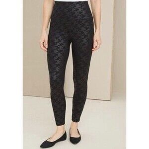 Chicos Zenergy So Slimming Leggings 4 2X 20 22 Houndstooth Foil Black Pants
